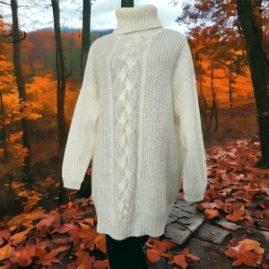 VINTAGE EXPRESS TRICOT ( L/XL ) Mohair Blend Sweater Tunic/Dress Off White